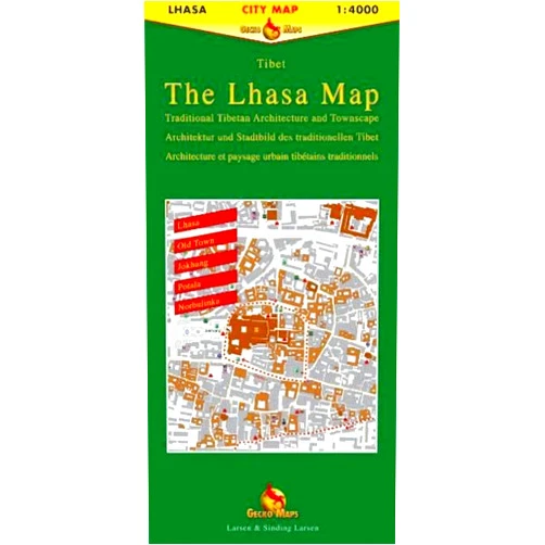 Gecko Maps The Lhasa Map - Tibet City Map 1:4,000 - Traditional Tibetan Architecture and Townscape
