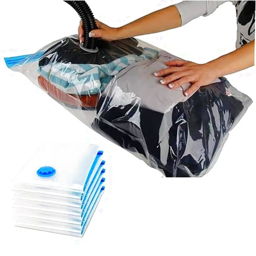 Timetries Travel Vacuum Storage Bags for Clothes Comforters Blankets Mattress Pillows with Pump Space Saver Bag,White
