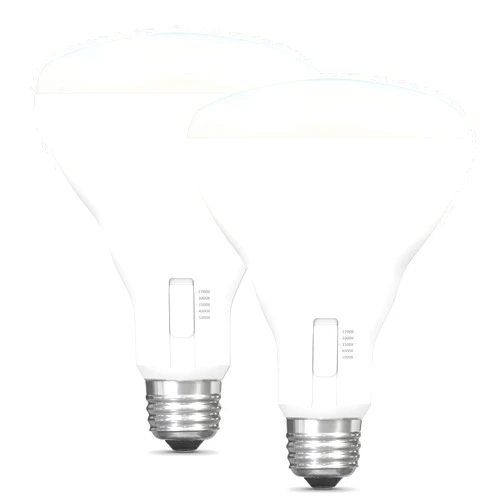 Feit Electric BR30 LED Light Bulb, 65W Equivalent, Dimmable, 5CCT, E26 Medium Base, 90 CRI, 650 Lumens, Recessed Can Light Bulbs with Switch on Bulb, BR3065DM5CCTCA15K/2, 2 Count (1 Pack)