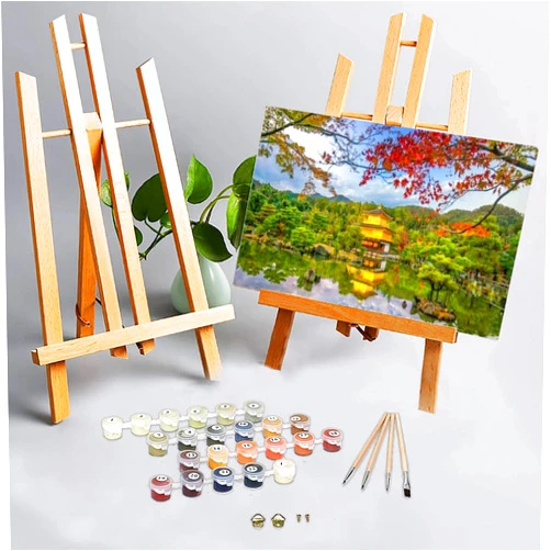 OEPWQIWEPZ Paint by Number Kits for Adult Beginner Kids, Autumn View of The Golden Pavilion of Kinkaku ji Temple in Kyoto Japan DIY Digital Oil Painting Kit Framed Canvas Kit Wooden Frame Art Wall Decor 16