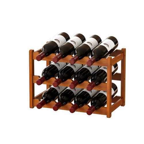 BMOSU Bamboo Wine Rack Wine Storage Cabinet Shelf 12 Bottle Wine Racks Countertop Sturdy for Kitchen Dining Room Pantry - 3 Tiers Wine Rack(Brown)