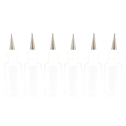 Jerry's Artarama Flo Line Precision Tip Applicator Bottle - Fine Tip Squeeze Bottles for Fluid Media, Inks, Acrylics, Watercolor, Quilling, Paint Bottles with Tip Pack of 6 - 0.5oz bottles w/ 0.5, 0.7, 0.9 Metal Tips