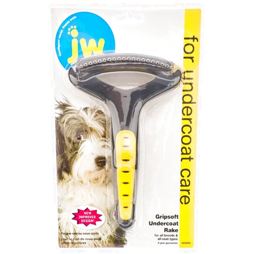 JW Pet Company GripSoft Undercoat Rake Regular Teeth Dog Brush