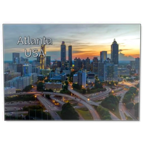 Photomagnet Highways and Buildings in Atlanta, Fridge Magnet
