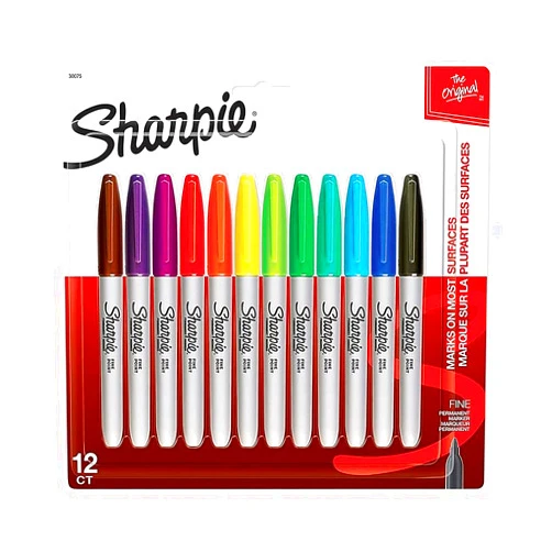 Sharpie 30072 Fine Point Permanent Marker Assorted 12/Set
