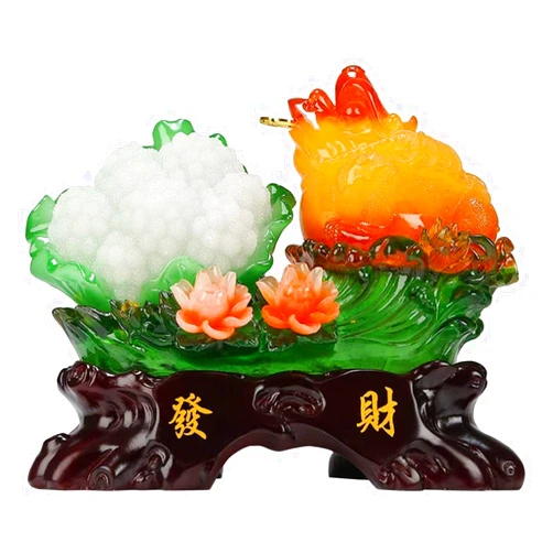BytheM Sculpture Tabletop Feng Shui Toad - Lucky Money Frog - Natural Resin Statue Chinese Wealth and Good Luck Charm Office Decoration Gift,Medium
