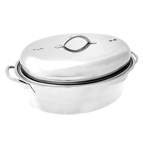 Fox Run Oval Roaster Set, Stainless Steel, 10-Quart