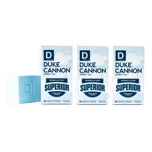 Duke Cannon Supply Co. Duke Cannon Big Brick of Soap - Superior | 10 oz | Triple Milled, Fresh Water & Neroli Scent | 3x Larger Bar | Supports U.S. Veterans, 3-Pack