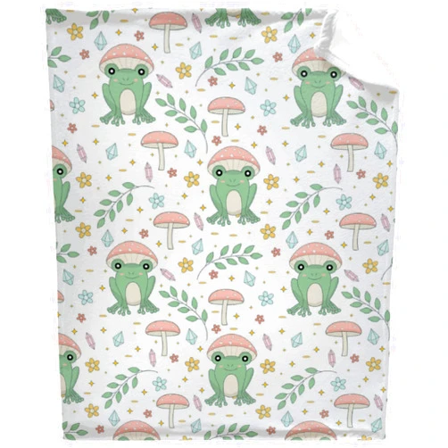 Daiitokuo Cute Frog and Mushrooms Fleece Flannel Lightweight Plush Blanket Ultra-Soft Throw Fuzzy Blankets for Bed Couch Sofa 40