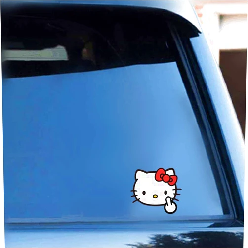 Cwymxly Hello Cute Kitty Cat Middle Figure Cartoon 3D Sticker Cars Motorcycle Waterproof Decal