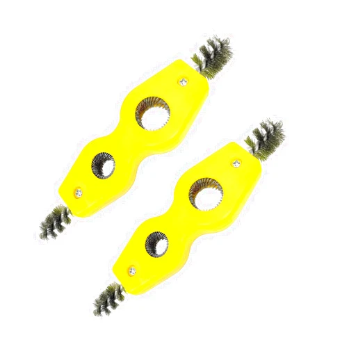 BELOMI 2PCS Car Battery Terminal Cleaning Brush, 4 in 1 Rustproof Battery Cleaner Tool with Steel Wire, Auto Universal Interior and Exterior Battery Terminals Machine Parts（Yellow）