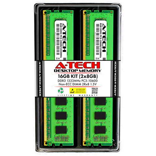 A-Tech RAM 16GB Kit (2x8GB) DDR3 1333 MHz PC3-10600 DIMM - Desktop Computer Memory - CL9 2Rx8 1.5V 240-Pin UDIMM Non-ECC Unbuffered Upgrade Modules