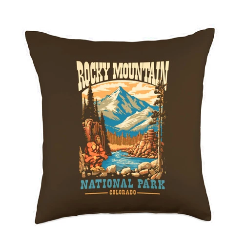 Yeti Habitation Project - Bigfoot & Sasquatch Art Rocky Mountain National Park Sasquatch Relaxing Colorado Throw Pillow, 18x18, Multicolor