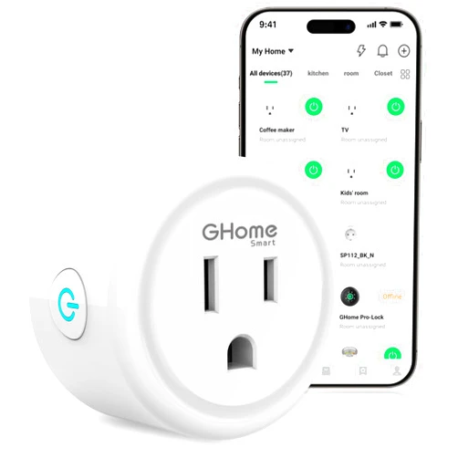 GHome Smart Plug,WiFi Smart Plugs Compatible with Alexa and Google Home,Smart WiFi Outlet with Remote Control and Timer Function,2.4GHz Wi-Fi Only,No Hub Required, ETL FCC Listed,White(1 Pack)