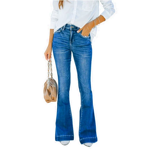 KUNMI Women's Flare Bell Bottom Jeans High Waisted Wide Leg Bootcut Jeans Stretchy Denim Pants