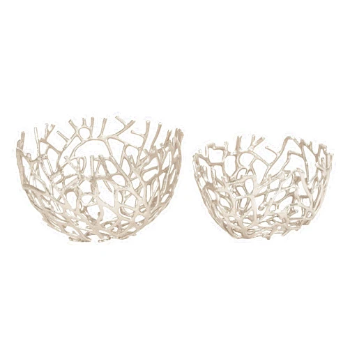 Deco 79 Aluminum Coral Handmade Decorative Bowl, Set of 2 9