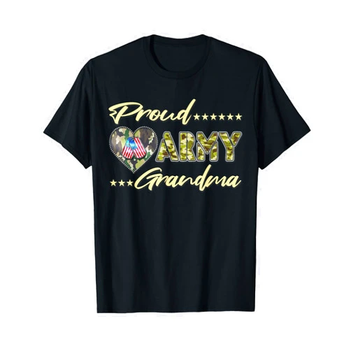 Proud Army Family by TCorner Proud Army Grandma US Flag Dog Tag Military Grandmother Gift T-Shirt