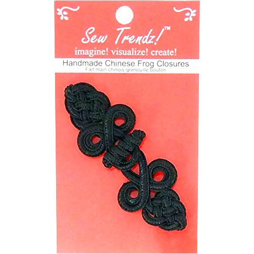 Sew Trendz-Vision Trims Handmade Chinese Frogs Button Closures- BLACK -3