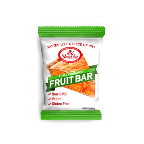Betty Lou's Fruit Bars, Apple Cinnamon Pack of 12, Gluten Free, Vegan, Non GMO, Deliciously Healthy Snacks Made with All Natural Fruit Juice, Individually Wrapped, 2 oz. Each, 12 Bars