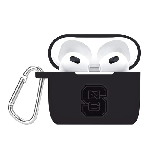 Affinity Bands North Carolina State Wolfpack Engraved Silicone Case Cover Compatible with Apple AirPods Gen 3 (Black)