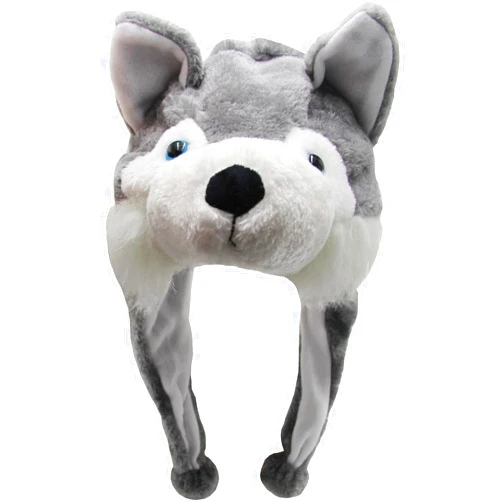 Veryrich Plush Hats, Super Soft Warm Hat Animal Hats, Funny Hat, Cozy Winter Hat Novelty Party Cap for Kids Girls Boys - One Size (Husky Hat)
