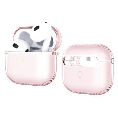 EBIZCITY Designed for Airpods 3rd Generation Case with Keychain, [Anti-Yellowing Technology] Protective Clear Case for Airpods 3 Case Cover (2021) - Pink