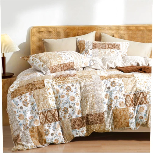 PHF Ultra Soft Floral Duvet Cover Queen Size, Printed boho Bedding Set 3 Pieces, Comfy Farmhouse Reversible Paisley Pattern Duvet Cover Set with 2 Pillow Shams, Zipper Closure and 8 Ties,90
