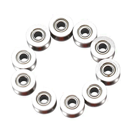 Hilitand 10pcs U624ZZ Mini U Ball Bearing Carbon Steel Pulley for Rail Track Linear System 4x13x7mm
