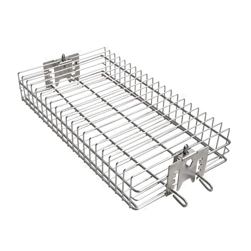 onlyfire 6042 Chrome Plating Steel Flat Grill Rotisserie Basket for Most Grills, Fits 1/2