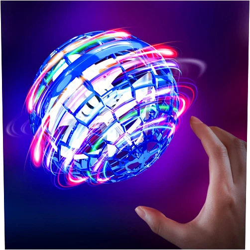 BOYKO Flying Ball Toys - 360°Rotating Soaring Orb Ball Toy - Rechargeable Boomerang Spinner Drone with LED Lights - Hand Controlled Flying Ball UFO Drone for Kids Adults Outdoor Indoor