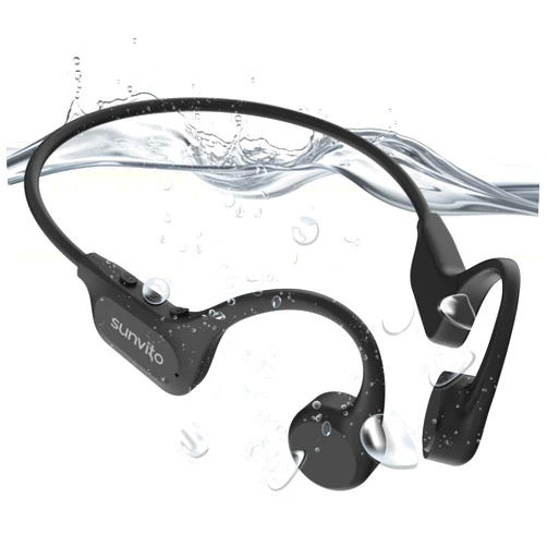 sunvito Bone Conduction Headphones, IP68 Waterproof Swimming Headphones, Open Ear Headphones Wireless Bluetooth 5.3, Built-in 32G Memory for Outdoor Swimming, Exercise, Running, Travel, Cycling