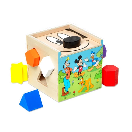 Melissa & Doug Disney Mickey Mouse & Friends Wooden Shape Sorting Cube - Mickey Mouse Toys, Classic Wooden Toys For Babies And Toddlers Ages 2+