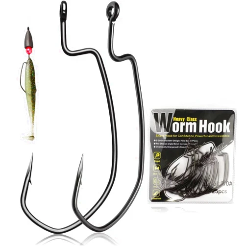 Dovesun EWG Offset Worm Hooks Texas Rig Hooks Bass Hooks 100PCS/50PCS Fishing Hooks for Freshwater Saltwater 1# 1/0 2/0 3/0 4/0 Mixed