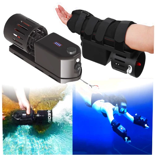 OROMMA 65ft Waterproof Underwater Scooter Sea Scooter, Fixed on Your Arm Free to Hands fist to Control The Accelerator Snorkeling Gear for Snorkeling Swimming Scuba Diving,1HandSuit