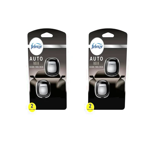 Febreze Vent Clip Car Air Freshener, Odor Eliminator, Auto Noir Scent, 4 Clips (2 Packs)