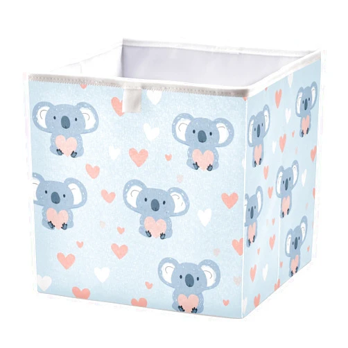 Nesatuwa Cute Koala Cube Storage Bins, 11 Inch Foldable Fabric Storage Box with Handles for Organizing，Shelves，Office, Nursery, Home Decor