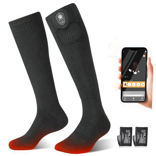 SAVIOR HEAT Heated Socks for Men Women, App Control Rechargeable Heating Socks, Electric Battery Powered Foot Warmer for Winter Hunting Skiing Camping Hiking