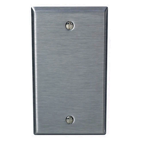 Leviton 84014 1-Gang No Device Blank Wallplate, Standard Size, Box Mount, Stainless Steel