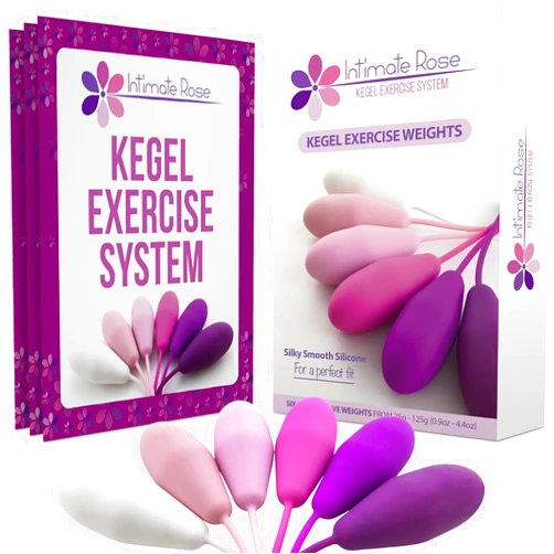 Intimate Rose Kegel Exercise System - Pelvic Floor Exercises - Set of 6 Premium Silicone Kegel Exercise Weights & Control with Training Kit for Women: Beginners & Advanced