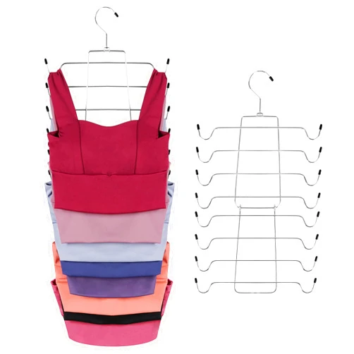 ZEDODIER 2 Pack Tank Top Hanger Space Saving, Bra Hangers for Closet Organizer, Hanging Bra Organizer Tank Tops Holder with 16 Hooks, Metal Closet Organizers and Storage Small Space Solutions, Silver