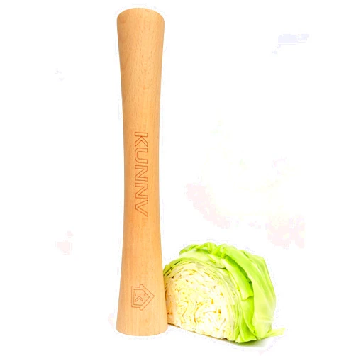 KUNNV Sauerkraut Pounder for Mason Jars Vegetable Fermentation Packer Kimchee Tamper,One Piece of Solid beech Wood (12 inch)