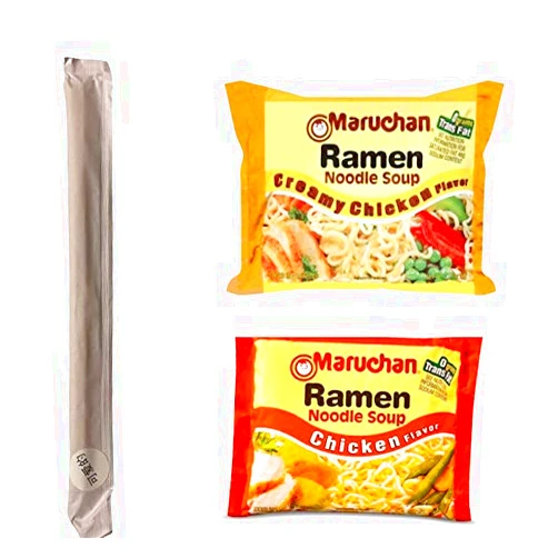 Kid stuff Maruchan Ramen Noodle Soup Variety Pack, Chicken and Creamy Chicken, (3 oz) 6 each, 12 total, with a set of Cutiepie Chopsticks Included