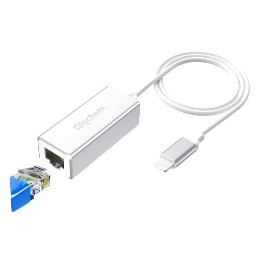 Giochem Ethernet Adapter Compatible with Lightning iOS 15,RJ45 Ethernet LAN Network Adapter for Phone Pad, 3.3ft/1MCable,10/100Mbps High Speed[Silver]