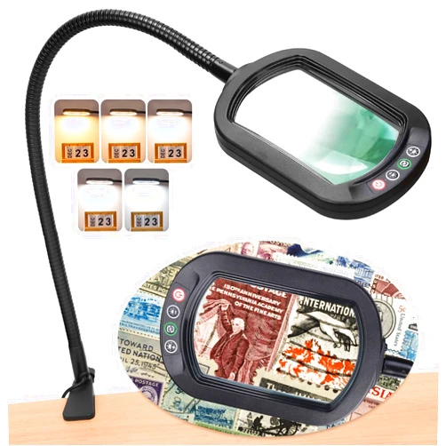 VEEMAGNI 10X Magnifying Glass with Light and Clamp, Rectangle 24