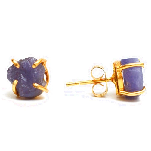 GEMPIRES NATURE’S TREASURE Gempires Natural Raw Gemstone Stud Earrings for Women | Handmade Raw Crystal Prong Setting Earrings | Hypoallergenic Gold Plated Minimal Studs | Unique Gift Jewelry for Her (Multiple Gemstone Options)