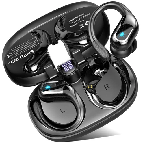 Ltinist Wireless Earbud Bluetooth 5.4 Headphones 75Hrs Playtime, 2025 Bluetooth Earbuds Deep Bass Noise Cancelling Mic, Over Ear Bud with Sport Earhooks, IPX7 Waterproof Wireless Earphones for Workout/Running
