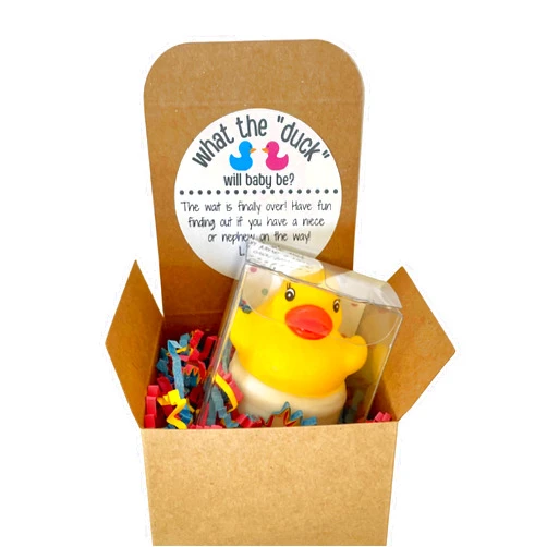 9 by Neetz Rubber Duck Gender Reveal Fizzes by Mail | Pregnancy Announcement | Gift Box Includes Customized Message | for Out of Town Family and Friends (What The Duck?)
