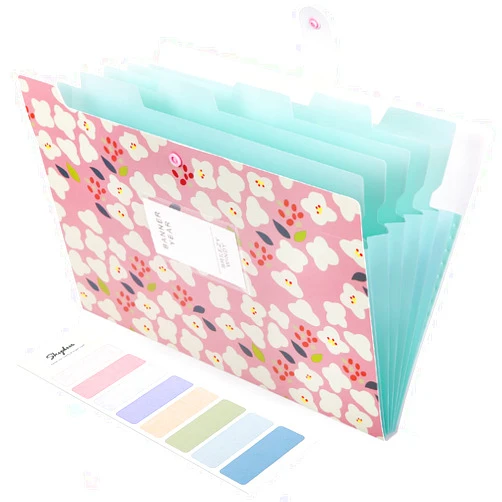 SKYDUE Expanding File Folders with 8 lables, Floral Printed Accordion Document Folder Organizer US Letter Size