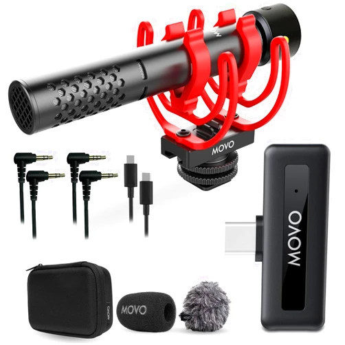 Movo X1-Mini Shotgun Mic with WM-VXR10 Wireless USB-C Adapter