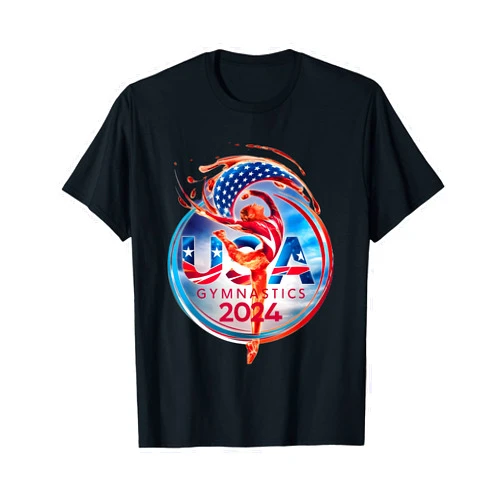 Creative Cases Crafts and Minds Vibrant Gymnastics 2024 Logo: Strength and Elegance USA T-Shirt